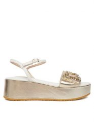 Liu Jo Sandały Flo 01 SA6137 PX026 Złoty. Żółte sandały damskie Liu Jo, bez wzorów, ze skóry, bez obcasa, na koturnie. Za 599.99 zł.