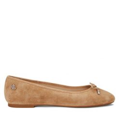 Baleriny LAUREN RALPH LAUREN. Brązowe baleriny damskie Lauren Ralph Lauren, bez wzorów, bez obcasa. Za 549.99 zł.