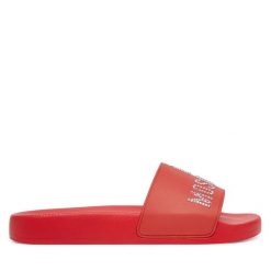 Klapki LOVE MOSCHINO. Czerwone klapki damskie Love Moschino, bez wzorów, bez obcasa. Za 519.99 zł.