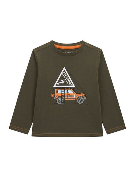 Guess Bluzka N6BI13 K5865 Zielony ciemny Regular Fit. Zielone t-shirty chłopięce Guess, z aplikacjami, z bawełny, bez ramiączek. Za 84.99 zł.