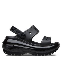 Sandały Crocs. Czarne sandały damskie Crocs, bez wzorów, bez obcasa, na koturnie. Za 189.99 zł.