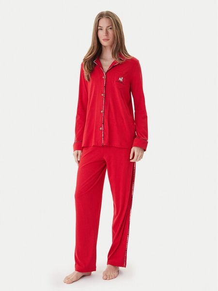 LAUREN RALPH LAUREN Piżama ILN72467F Czerwony Regular Fit. Czerwone piżamy damskie Lauren Ralph Lauren, xl, bez wzorów, z bawełny, bez ramiączek. Za 599.99 zł.