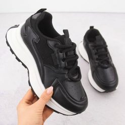 Buty sportowe na platformie czarne Big Star NN274A106. Czarne buty sportowe na co dzień damskie Big Star, bez wzorów, z tkaniny. Za 99.00 zł.