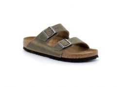 Unisex sandały Birkenstock Arizona Soft Footbed zielone wąskie 1019377. Zielone sandały męskie Birkenstock, z materiału, bez zapięcia. Za 409.00 zł.
