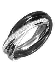 MENTHE À L'O Pierścionek z kryształami rozmiar: 64. Czarne pierścionki damskie MENTHE À L'O, z kryształem, ceramiczne. Za 139.95 zł.