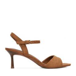 Sandały JENNY. Brązowe sandały damskie Jenny, bez wzorów, bez obcasa, na szpilce. Za 129.99 zł.