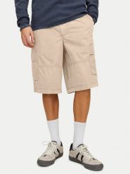 Jack & Jones Szorty materiałowe Jpstcole 12253222 Beżowy Loose Fit. Brązowe szorty męskie Jack & Jones, bez wzorów, z bawełny. Za 49.99 zł.
