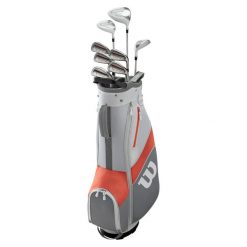 Zestaw do golfa dla praworęcznej kobiety Wilson Golf 1200 TPX 1,5,6,7-S,P,B. Szare golfy damskie Wilson, l, bez wzorów, z materiału, bez ramiączek. Za 1,912.50 zł.
