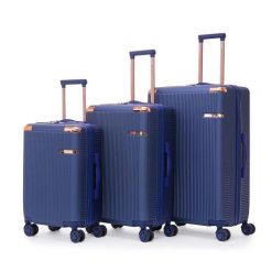 Zestaw walizek BETLEWSKI ZEST BWA-029 3 granatowy. Niebieskie walizki Betlewski, bez wzorów, z materiału. Za 789.99 zł.