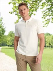 Koszulka polo - kremowy. Białe koszulki polo męskie Sinsay, l, bez wzorów, z bawełny, bez ramiączek. Za 29.99 zł.