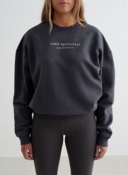Damska bluza dresowa czesana, luźny krój Serif ciemna szarość. Szare bluzy bez kaptura damskie Aim'n, s, z bawełny. Za 339.00 zł.