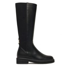 Kozaki TWINSET. Czarne kozaki damskie Twinset, bez obcasa, na płaskiej podeszwie. Za 1,229.00 zł.