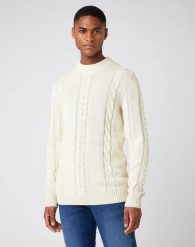 MĘSKI SWETER WRANGLER HEMP KNIT NATURAL ECRU W8C1QXC03 112141662. Swetry męskie Wrangler, m, bez wzorów, bez kołnierzyka. Za 209.99 zł.