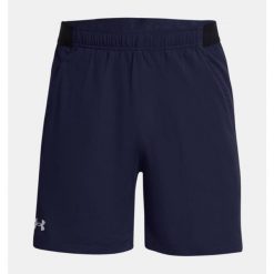 Spodenki treningowe męskie Under Armour UA Vanish Woven 6in. Niebieskie szorty męskie Under Armour, bez kołnierzyka. W wyprzedaży za 109.00 zł.