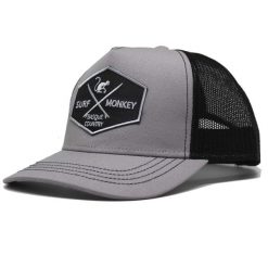 Czapka Trucker - 5 Paneli / Dorośli / Jeden rozmiar (Jasnoszary/Czarny). Szare czapki męskie SURF MONKEY, bez wzorów. Za 159.95 zł.