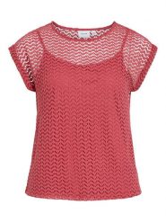 Vila Bluzka "Vimine" w kolorze czerwonym rozmiar: XL. Czerwone bluzki damskie Vila, xl, bez wzorów, bez kołnierzyka, bez ramiączek. Za 69.91 zł.
