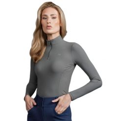 Damska koszulka jeździecka z długim rękawem Premier Equine Prospero. Szare t-shirty damskie PREMIER EQUINE, s, bez wzorów, z jedwabiu, bez kołnierzyka. Za 295.00 zł.