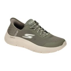 Buty SKECHERS SLIP-INS GO WALK FLEX Zielony. Zielone trampki i tenisówki damskie Skechers, bez wzorów, z tkaniny. Za 383.80 zł.