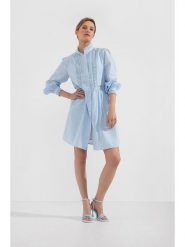 Josephine & Co Sukienka w kolorze błękitnym rozmiar: 42. Niebieskie sukienki damskie Josephine & Co, na co dzień, bez wzorów, z bawełny, bez kołnierzyka, bez ramiączek, midi, proste. Za 293.59 zł.