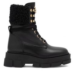 Trzewiki Eva Minge. Czarne botki damskie Eva Minge, bez obcasa, na płaskiej podeszwie, bez zapięcia. Za 419.99 zł.