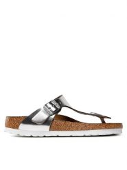 Birkenstock Japonki Gizeh Bs 1003675 Srebrny. Szare klapki damskie Birkenstock, bez wzorów, ze skóry, bez obcasa. Za 319.99 zł.