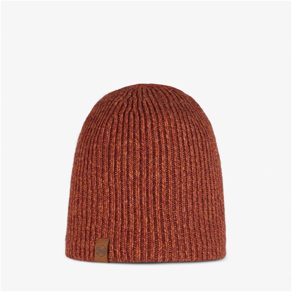 Czapka zimowa BUFF Knitted & Fleece Hat Lyne Bark. Czerwone czapki męskie Buff, na zimę, bez wzorów, z polaru. Za 69.99 zł.