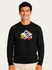WOOOP Bluza "Looney Tunes Sylvester and Tweety" w kolorze czarnym rozmiar: M. Czarne bluzy bez kaptura męskie Wooop, m. Za 108.99 zł.