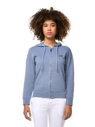 Bluza z kaptur na co dzień na siłownię. Niebieskie bluzy sportowe damskie LEONE 1947 APPAREL, xl, bez wzorów, bez ramiączek, z kapturem. Za 168.36 zł.
