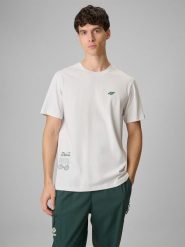 T-shirt męski 4F 4FRSS26TTSHM3814. Czarne t-shirty męskie 4f, m, bez wzorów, z bawełny, bez kołnierzyka. Za 79.99 zł.