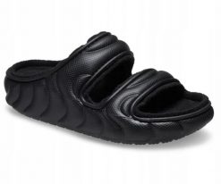 Klapki Dla Dorosłych Crocs Classic Cozzy Overpuff. Czarne klapki damskie Crocs, bez wzorów, z materiału, bez obcasa. Za 202.99 zł.