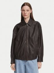 Weekend Max Mara Kurtka skórzana Cose 2625446041 Brązowy ciemny Regular Fit. Brązowe kurtki damskie Weekend Max Mara, bez wzorów, ze skóry, bez kaptura. Za 2,989.00 zł.