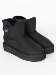 ISLAND BOOT Botki zimowe "Catalina" w kolorze czarnym rozmiar: 40. Czarne botki damskie Island Boot, na zimę, bez obcasa, bez zapięcia. Za 153.71 zł.