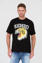 KENZO Czarny t-shirt Tiger Varsity Jungl. Czarne t-shirty męskie Kenzo, m, bez wzorów, bez kołnierzyka. W wyprzedaży za 389.99 zł.