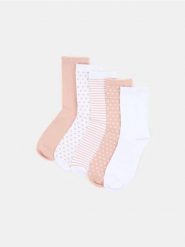 Skarpetki z bawełną 5 pack - różowy. Czerwone skarpetki damskie Sinsay, bez wzorów, z bawełny. Za 19.99 zł.