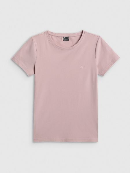 4F T-shirt slim gładki damski - różowy XXL. Czerwone t-shirty damskie 4f, xxl, bez wzorów, z dzianiny, bez kołnierzyka. Za 49.99 zł.