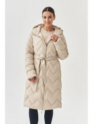 TATUUM Płaszcz pikowany "Gami" w kolorze kremowym rozmiar: 44. Brązowe płaszcze damskie Tatuum, bez wzorów, z tkaniny. Za 431.78 zł.