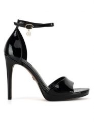 Nine West Sandały 123AL1560 Czarny. Czarne sandały damskie Nine West, bez wzorów, z materiału, bez obcasa, na szpilce. Za 229.99 zł.