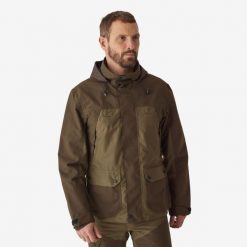 Kurtka Solognac 520 wodoodporna. Brązowe kurtki męskie SOLOGNAC, xl, bez wzorów, z materiału, bez kaptura. Za 499.99 zł.