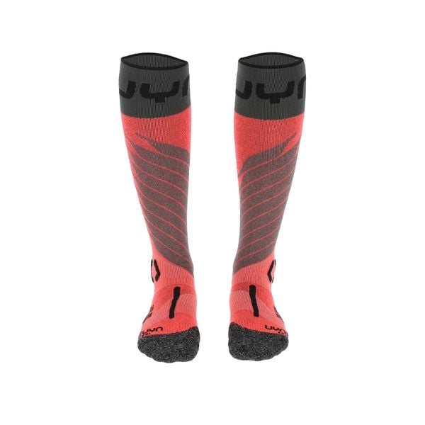 Skarpety narciarskie damskie UYN Ski One Merino. Czerwone skarpetki damskie UYN, bez wzorów, z elastanu. Za 169.99 zł.