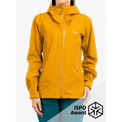 Kurtka przeciwdeszczowa damska Rab Arc Eco Jacket. Żółte kurtki damskie RAB, bez kaptura. Za 938.99 zł.