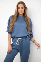Komplet masełko bluza + spodnie jeansowy melanż. Bluzy bez kaptura damskie KESI, l, z dresówki. Za 342.93 zł.