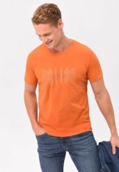 T-shirt z nadrukiem T-FLUX. Brązowe t-shirty męskie Volcano, m, bez wzorów, z bawełny, bez kołnierzyka. Za 59.99 zł.
