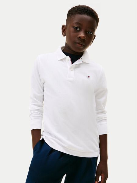 Tommy Hilfiger Polo KB0KB09664 Biały Regular Fit. Białe t-shirty chłopięce Tommy Hilfiger, bez wzorów, z bawełny, bez ramiączek. Za 190.99 zł.