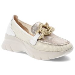 Białe Półbuty Hispanitas Stylowe Obuwie Damskie. Białe półbuty damskie Hispanitas, z aplikacjami, z meshu, eleganckie, bez obcasa. Za 599.00 zł.