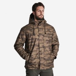 Kurtka Solognac Warm 100 WTP camo haltfone. Brązowe kurtki męskie SOLOGNAC, m, bez wzorów, z materiału, bez kaptura. Za 229.99 zł.