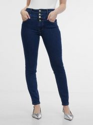 Orsay Dżinsy - Slim fit - w kolorze granatowym rozmiar: 34. Niebieskie jeansy damskie ORSAY, z podwyższonym stanem. Za 121.99 zł.