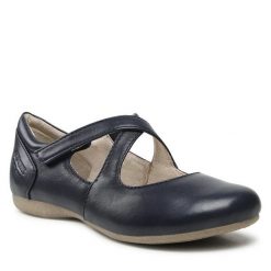 Półbuty Josef Seibel. Niebieskie półbuty damskie Josef Seibel, bez wzorów, bez obcasa, na płaskiej podeszwie. Za 389.99 zł.