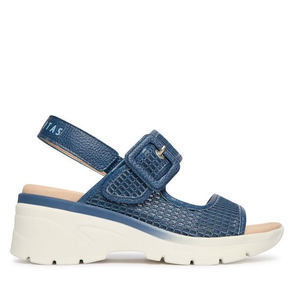 Sandały Hispanitas. Niebieskie sandały damskie Hispanitas, bez wzorów, bez obcasa, na płaskiej podeszwie. Za 609.99 zł.