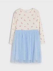 Sukienka mini z tiulowym dołem - wielobarwny. Sukienki dziewczęce Sinsay, bez wzorów, z tiulu, bez ramiączek. Za 25.99 zł.