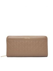Calvin Klein Portfel Emblem Aop Embossed Long Wallet LV04F1097G Beżowy. Brązowe portfele damskie CALVIN KLEIN, bez wzorów, ze skóry. Za 329.99 zł.